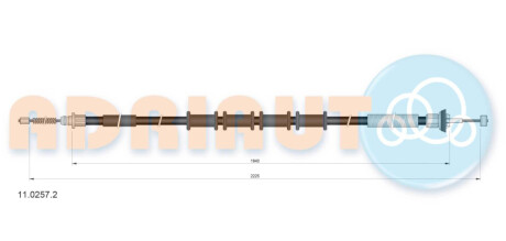 FIAT Трос ручного тормоза лев./прав.Doblo 10-, OPEL COMBO 12- 2223/1938 мм ADRIAUTO 11.0257.2