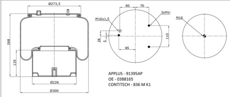 Пневморесора 836MK1 (в зборі метал.стакан) APPLUS 91395AP