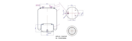 Пневморесора 887MBK6 W01M585786 (в зборі метал.стакан) APPLUS 91447AP