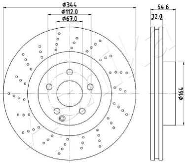 ПЕРЕДНИЙ ГАЛЬМУВАЛЬНИЙ ДИСК 344X32 V ASHIKA 60-00-0558