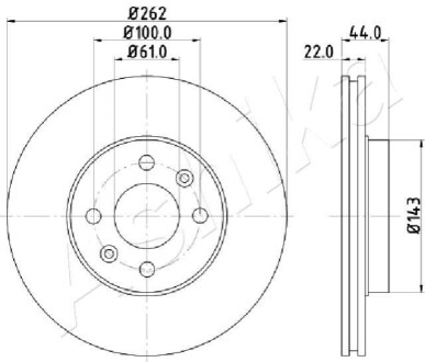 ПЕРЕДНИЙ ГАЛЬМУВАЛЬНИЙ ДИСК 262X22 V ASHIKA 60-00-0709