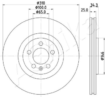 ПЕРЕДНИЙ ГАЛЬМУВАЛЬНИЙ ДИСК 312X25 V ASHIKA 60-00-0900