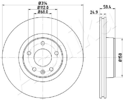 ПЕРЕДНИЙ ГАЛЬМУВАЛЬНИЙ ДИСК 314X25 V ASHIKA 60-00-0927