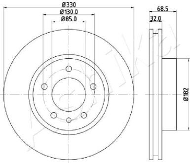 ПЕРЕДНИЙ ГАЛЬМУВАЛЬНИЙ ДИСК LE 330X32 V ASHIKA 60-00-0957