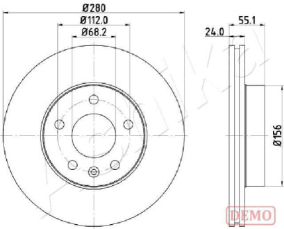 Диск тормозной (передний) VW T4 90-03 (280x24) ASHIKA 60-00-0958C