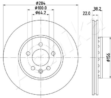 ПЕРЕДНИЙ ГАЛЬМУВАЛЬНИЙ ДИСК 284X22 V ASHIKA 60-04-442