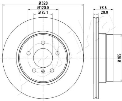 ЗАДНІЙ ГАЛЬМУВАЛЬНИЙ ДИСК 320X20 В ASHIKA 61-00-0129