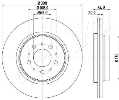 ЗАДНІЙ ГАЛЬМУВАЛЬНИЙ ДИСК 308X20 V ASHIKA 61-00-0326