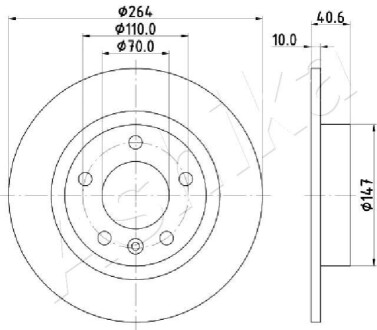 ЗАДНІЙ ГАЛЬМУВАЛЬНИЙ ДИСК 264X10 P ASHIKA 61-00-0400