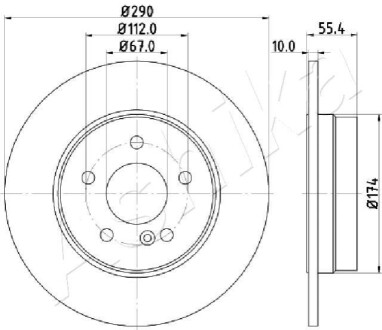 ЗАДНІЙ ГАЛЬМУВАЛЬНИЙ ДИСК 290X10 P ASHIKA 61-00-0507 (фото 1)
