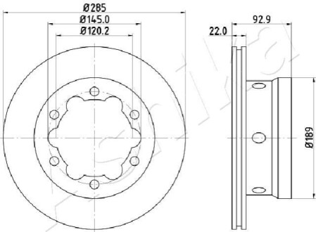 ЗАДНІЙ ГАЛЬМУВАЛЬНИЙ ДИСК 285X22 V ASHIKA 61-00-0528