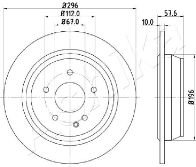 ЗАДНІЙ ГАЛЬМУВАЛЬНИЙ ДИСК 296X10 P ASHIKA 61-00-0532