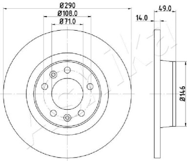 ЗАДНІЙ ГАЛЬМУВАЛЬНИЙ ДИСК 290X14 P ASHIKA 61-00-0612
