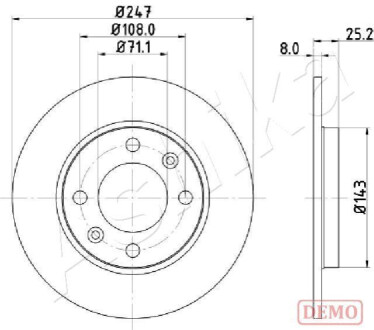 Диск гальмівний (задній) Citroen Saxo/Xsara/Peugeot 106/206/306 91- (247x8) ASHIKA 61-00-0615C