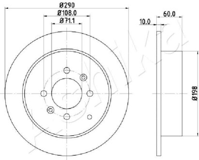 ЗАДНІЙ ГАЛЬМУВАЛЬНИЙ ДИСК 290X10 P ASHIKA 61-00-0616