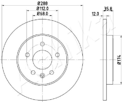 ЗАДНІЙ ГАЛЬМУВАЛЬНИЙ ДИСК 288X12 P ASHIKA 61-00-0908