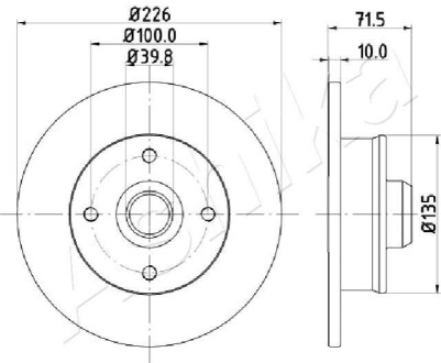 ЗАДНІЙ ГАЛЬМУВАЛЬНИЙ ДИСК 226X10 P ASHIKA 61-00-0922