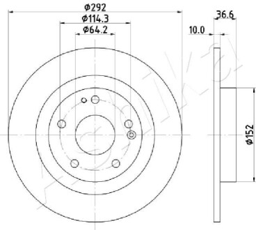 ЗАДНІЙ ГАЛЬМУВАЛЬНИЙ ДИСК 282X10 P ASHIKA 61-04-427