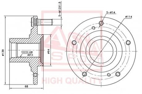 СТУПИЦА ПЕРЕДНЯЯ (HONDA ACCORD CL/CN/CM 2002-2008) ASVA HNWHCL7F (фото 1)