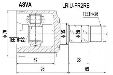 Шрус внутрішній задній 22X35X26 (LAND ROVER freelander2) - (LR001160) ASVA LRIUFR2RB (фото 1)