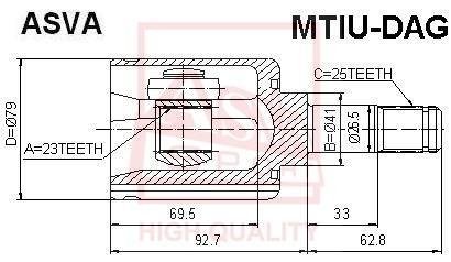 Шрус внутрішній 23X41X25 (MITSUBISHI CARISMA DA 1995-2003) - (MR263176 / MR911163MME61499 / MR911163) ASVA MTIUDAG