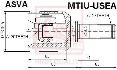 Шрус внутрішній 30X41X27 (MITSUBISHI GALANT EA3A/EA8A USA 1996-2003) - (MR470021) ASVA MTIU-USEA