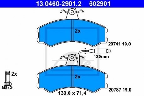 Комплект тормозных колодок, дисковый тормоз ATE 13.0460-2901.2 (фото 1)