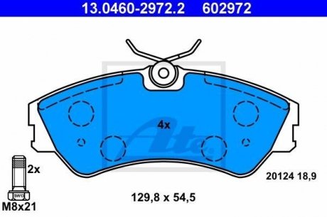 Гальмівні колодки, дискове гальмо (набір) ATE 13.0460-2972.2