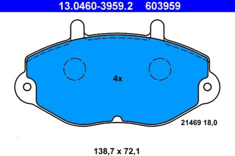 Колодки дискового тормоза ATE 13.0460-3959.2