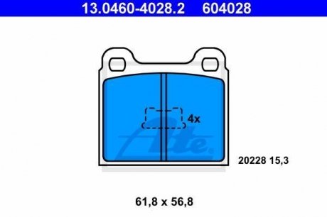 Комплект тормозных колодок, дисковый тормоз ATE 13046040282