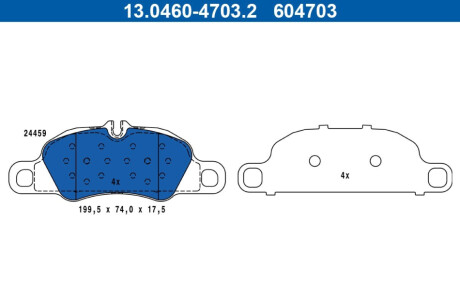 ПЕРЕДНІ ГАЛЬМІВНІ КОЛОДКИ ATE 13.0460-4703.2