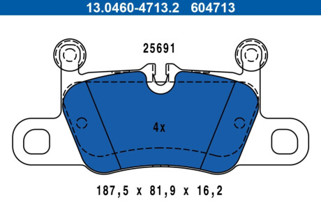 ГАЛЬМІВНІ КОЛОДКИ. PORSCHE T. 911 3.0-3.8 11-19 ATE 13.0460-4713.2