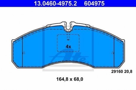 Комплект тормозных колодок, дисковый тормоз ATE 13.0460-4975.2