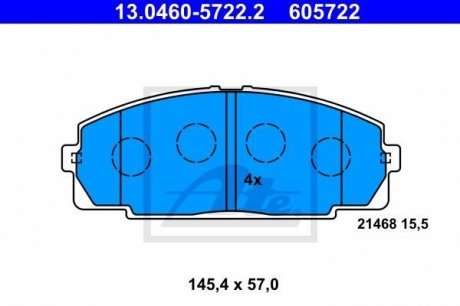 Комплект тормозных колодок, дисковый тормоз ATE 13.0460-5722.2 (фото 1)