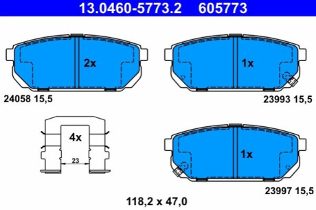 Гальмівні колодки, дискове гальмо (набір) ATE 13.0460-5773.2