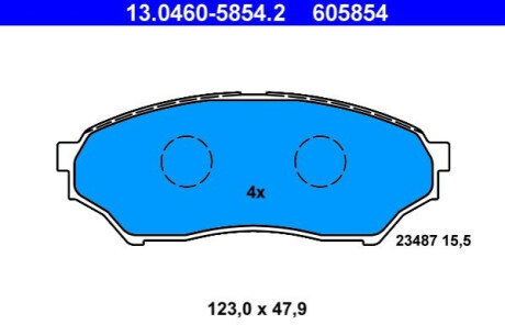 Комплект тормозных колодок, дисковый тормоз ATE 13.0460-5854.2