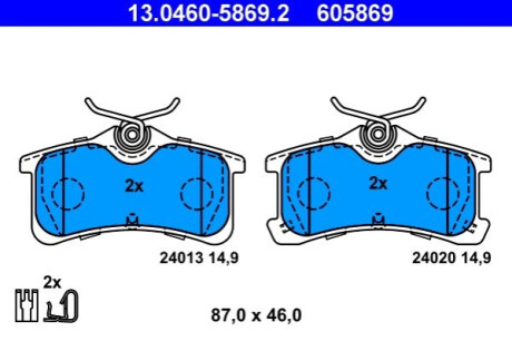 KLOCKI HAM.TYL TOYOTA AVENSIS 01-03 ATE 13.0460-5869.2