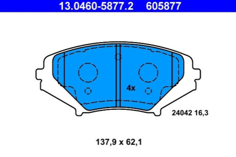 KLOCKI HAM.PRZOD MAZDA RX8 03- ATE 13.0460-5877.2