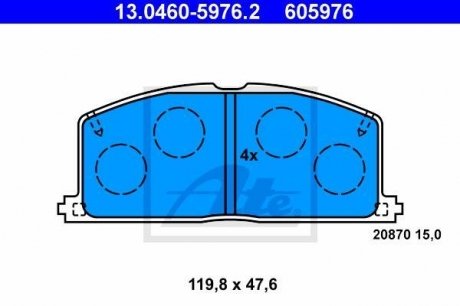 Комплект тормозных колодок, дисковый тормоз ATE 13.0460-5976.2 (фото 1)