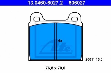 Комплект тормозных колодок, дисковый тормоз ATE 13.0460-6027.2 (фото 1)