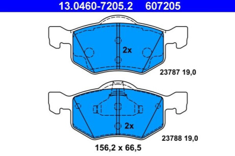Комплект тормозных колодок, дисковый тормоз ATE 13.0460-7205.2