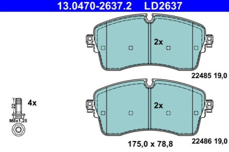 KLOCKI HAM. LAND ROVER P. DISCOVERY/RANGE ROVER 1,5-2,0/2,2 D 4X4 14- CERAMIC ATE 13.0470-2637.2