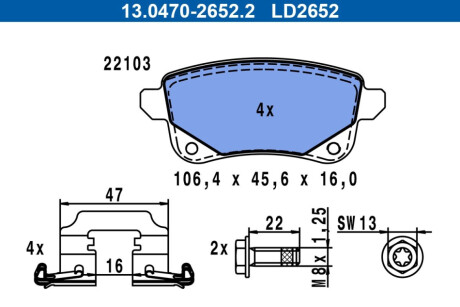 KLOCKI HAM./TY┼ü/ RENAULT GRAND SCENIC II I 09- /CERAMICZNE/ ATE 13047026522