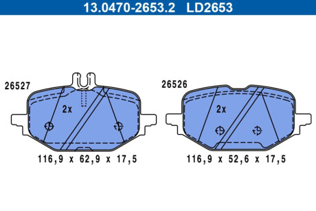 ГАЛЬМІВНІ КОЛОДКИ. DB T. W206/S206 1.5/2.0 D 21- КЕРАМІКА ATE 13.0470-2653.2