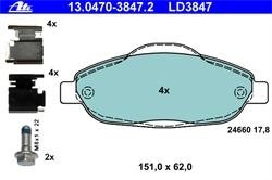 Комплект тормозных колодок, дисковый тормоз ATE 13.0470-3847.2 (фото 1)