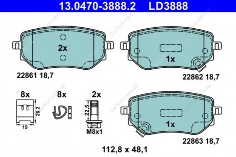 KLOCKI HAM. NISSAN T. NP300 NAVARA 2,3 DCI 4X4 19- CERAMIC ATE 13.0470-3888.2