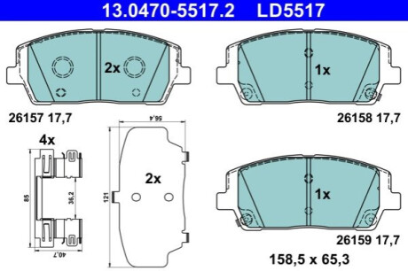 KLOCKI HAM. KIA P. SORENTO 2,0-3,5 D 15- CERAMIC ATE 13.0470-5517.2