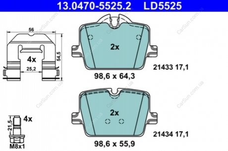 KLOCKI HAM. BMW T. 3/4/Z4/I4 2,0-3,0 18- CERAMIC ATE 13.0470-5525.2