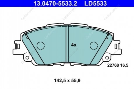 KLOCKI HAM. TOYOTA P. CAMRY/COROLLA/RAV 4 2,0-2,5 17- CERAMIC ATE 13.0470-5533.2