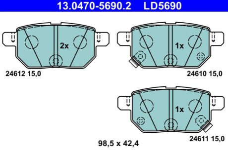 KLOCKI HAM. TOYOTA T. AURIS/COROLLA/IQ/PRIUS/VERSO/YARIS 1,0-1,8 05- CERAMIC ATE 13.0470-5690.2